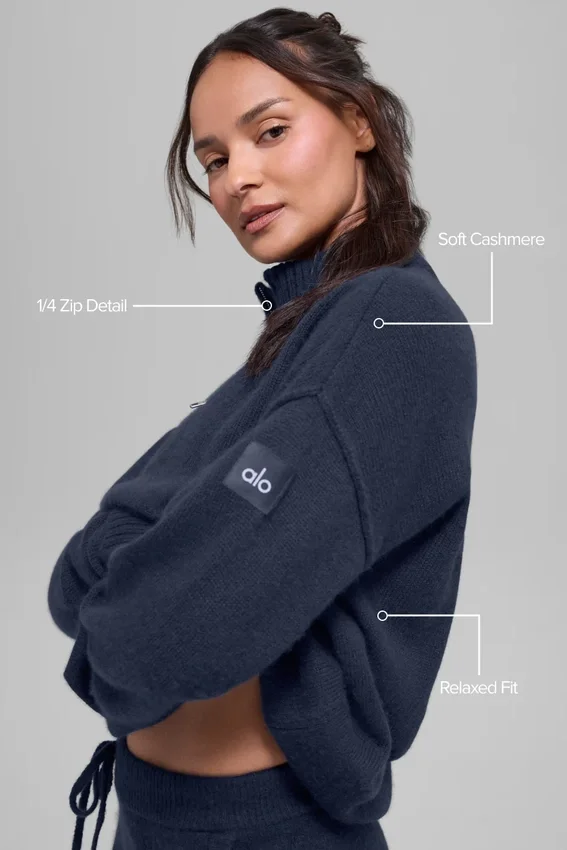 Pull à fermeture éclair 1/4 « Wool Cashmere New Class » - Bleu marine