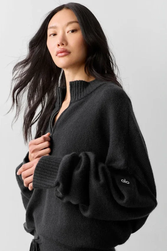 Pull à fermeture éclair 1/4 « Wool Cashmere New Class » - Noir