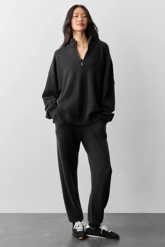 Pull à fermeture éclair 1/4 « Wool Cashmere New Class » - Noir