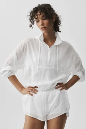 Pull Go Time à fermeture éclair 1/4 - Blanc
