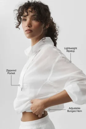 Pull Go Time à fermeture éclair 1/4 – Blanc