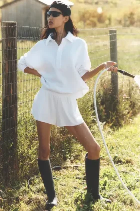 Pull Henley à manches longues Take It Easy - Blanc