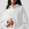 Pull Henley à manches longues Take It Easy - Blanc
