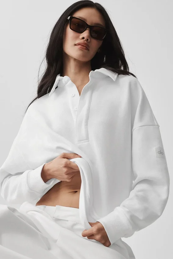 Pull Henley à manches longues Take It Easy - Blanc