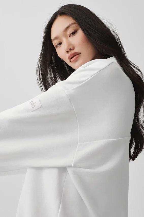 Pull Henley à manches longues Take It Easy - Blanc