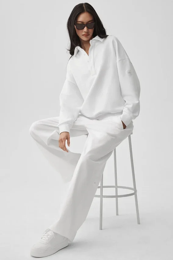 Pull Henley à manches longues Take It Easy - Blanc