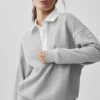Pull Henley à manches longues Take It Easy - Gris chiné athlétique/Blanc