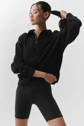 Pull Henley à manches longues Take It Easy - Noir