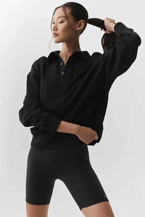 Pull Henley à manches longues Take It Easy - Noir