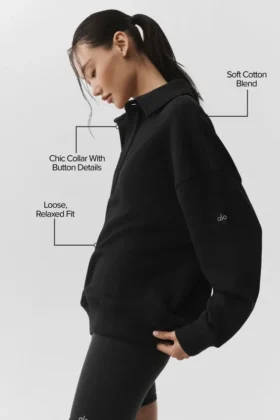 Pull Henley à manches longues Take It Easy – Noir