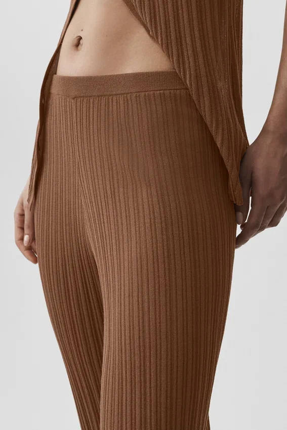 Pull High-Waist Straight Leg Pant – Marron « Sun Kissed »