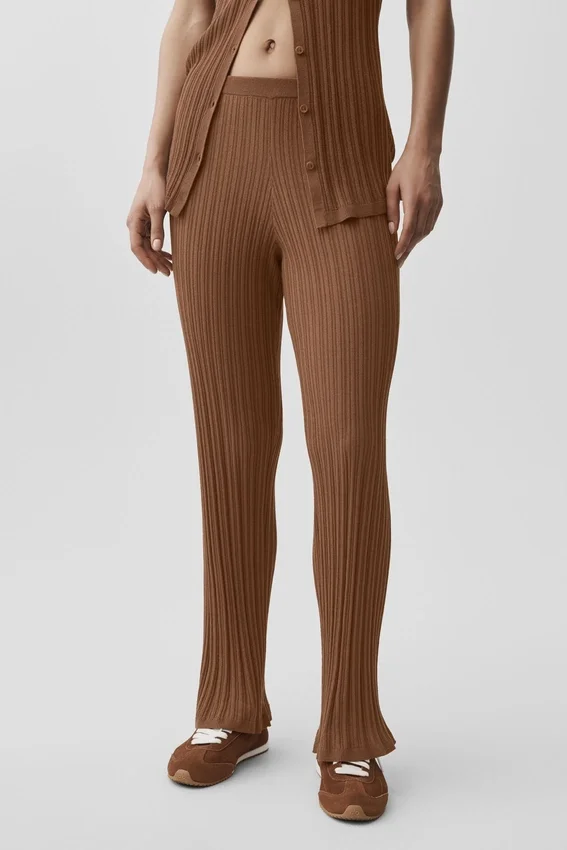 Pull High-Waist Straight Leg Pant – Marron « Sun Kissed »