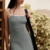 Pull Highline en maille côtelée – Gris lunaire/Blanc
