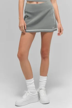 Pull Highline en maille côtelée – Gris lunaire/Blanc