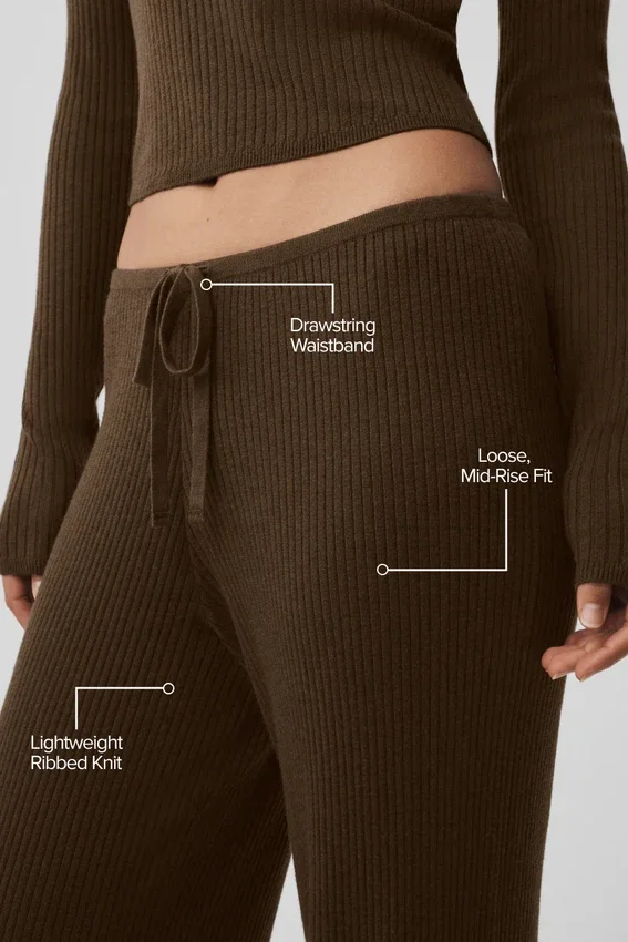 Pull large taille mi-haute en maille « Unwind » - Espresso