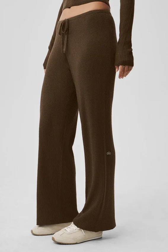 Pull large taille mi-haute en maille « Unwind » - Espresso