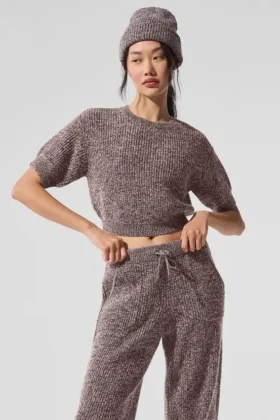 Pull à manches courtes chiné – Chiné champignon