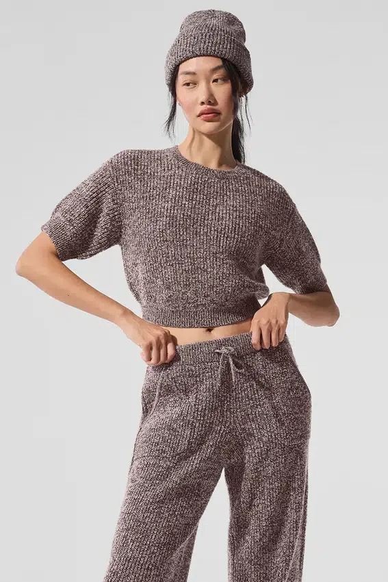 Pull à manches courtes chiné – Chiné champignon