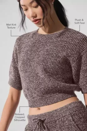 Pull à manches courtes chiné – Chiné champignon