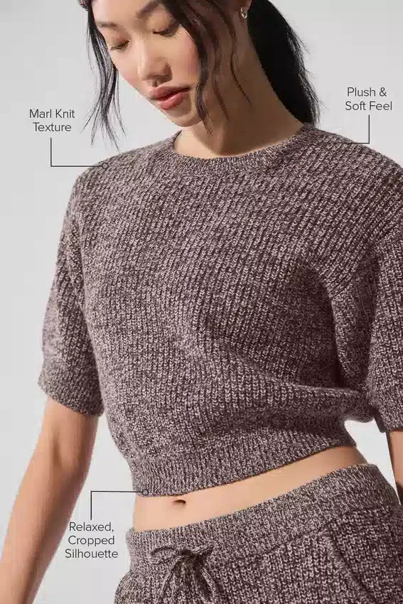 Pull à manches courtes chiné – Chiné champignon