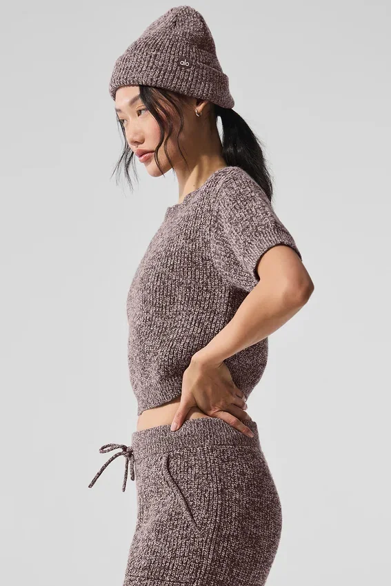 Pull à manches courtes chiné – Chiné champignon