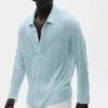Pull à manches longues en jersey de lin « Coastal » - Bleu bord de mer