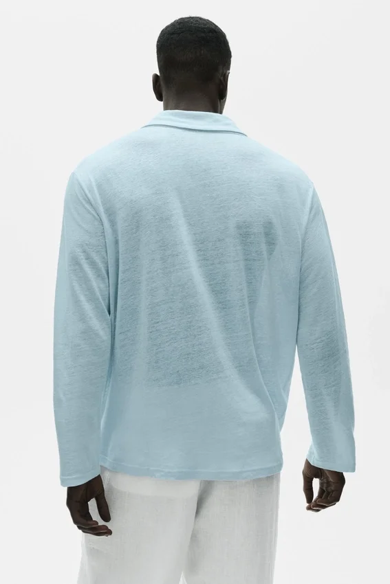 Pull à manches longues en jersey de lin « Coastal » - Bleu bord de mer