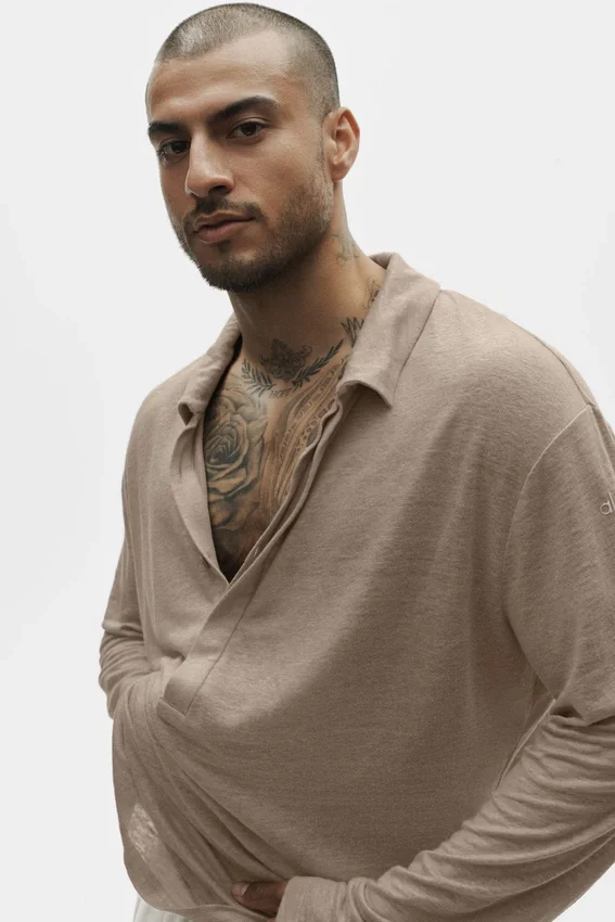 Pull à manches longues en jersey de lin « Coastal » - Gravel