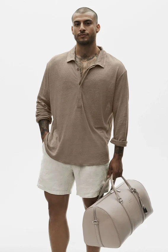 Pull à manches longues en jersey de lin « Coastal » - Gravel