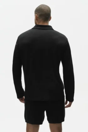Pull à manches longues en jersey de lin « Coastal » – Noir