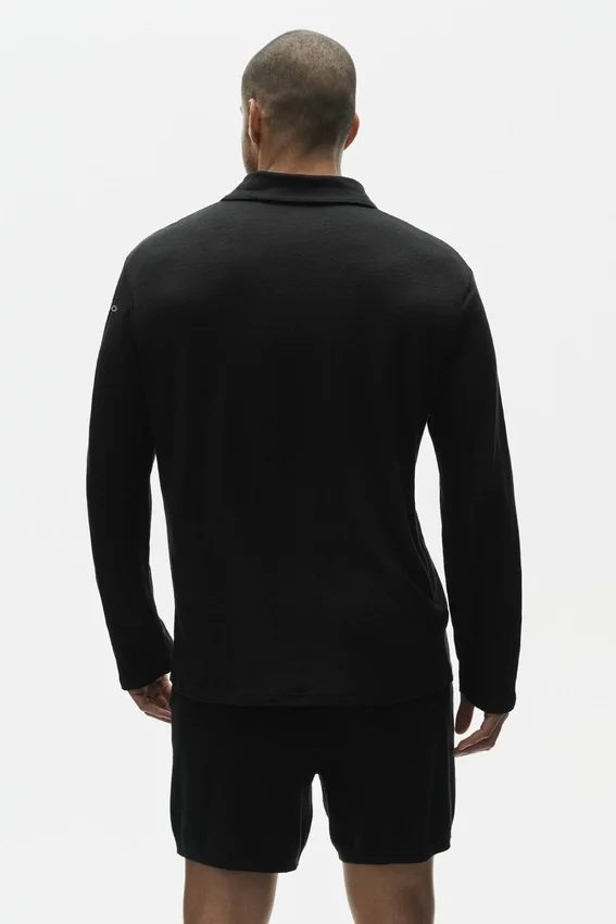 Pull à manches longues en jersey de lin « Coastal » – Noir