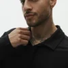 Pull à manches longues en jersey de lin « Coastal » – Noir