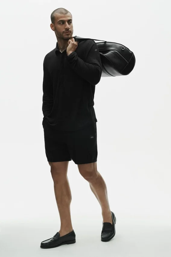 Pull à manches longues en jersey de lin « Coastal » – Noir