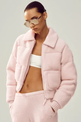 Pull matelassé en cachemire Northstar - Rose givré
