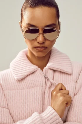 Pull matelassé en cachemire Northstar – Rose givré