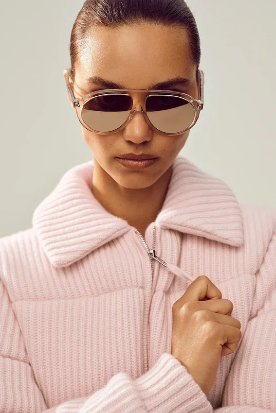 Pull matelassé en cachemire Northstar - Rose givré