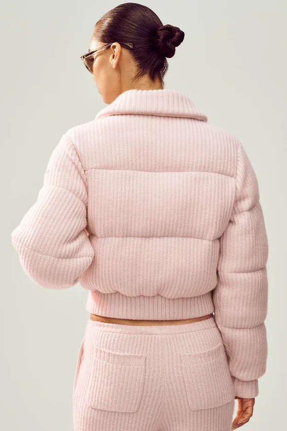 Pull matelassé en cachemire Northstar - Rose givré