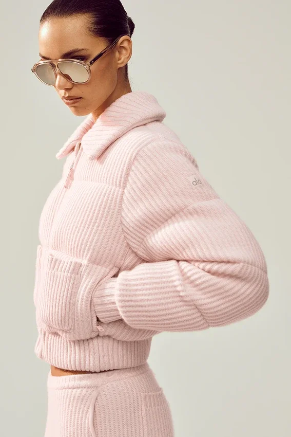 Pull matelassé en cachemire Northstar - Rose givré