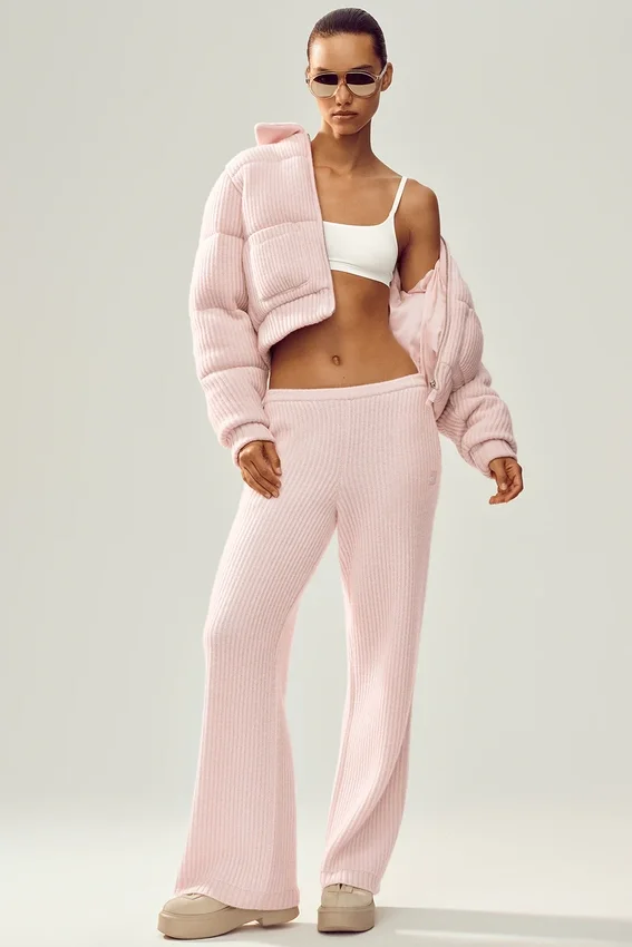 Pull matelassé en cachemire Northstar - Rose givré