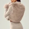 Pull Northstar en cachemire et fausse fourrure à fermeture éclair intégrale - Gris chiné