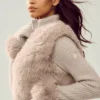 Pull Northstar en cachemire et fausse fourrure à fermeture éclair intégrale - Gris chiné