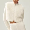 Pull Northstar en cachemire et fausse fourrure à fermeture éclair intégrale - Ivoire