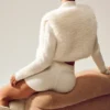 Pull Northstar en cachemire et fausse fourrure à fermeture éclair intégrale - Ivoire