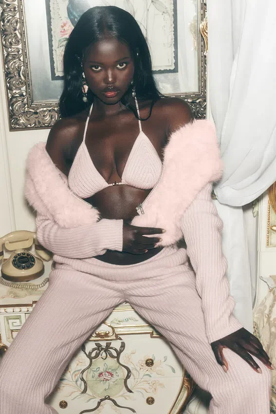 Pull Northstar en cachemire et fausse fourrure à fermeture éclair intégrale - Rose givré