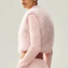 Pull Northstar en cachemire et fausse fourrure à fermeture éclair intégrale - Rose givré