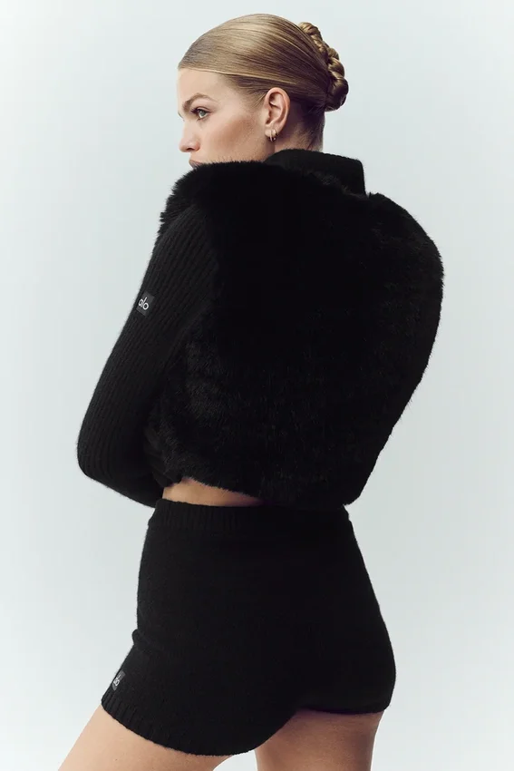 Pull Northstar à fermeture éclair intégrale en fausse fourrure et cachemire - Noir