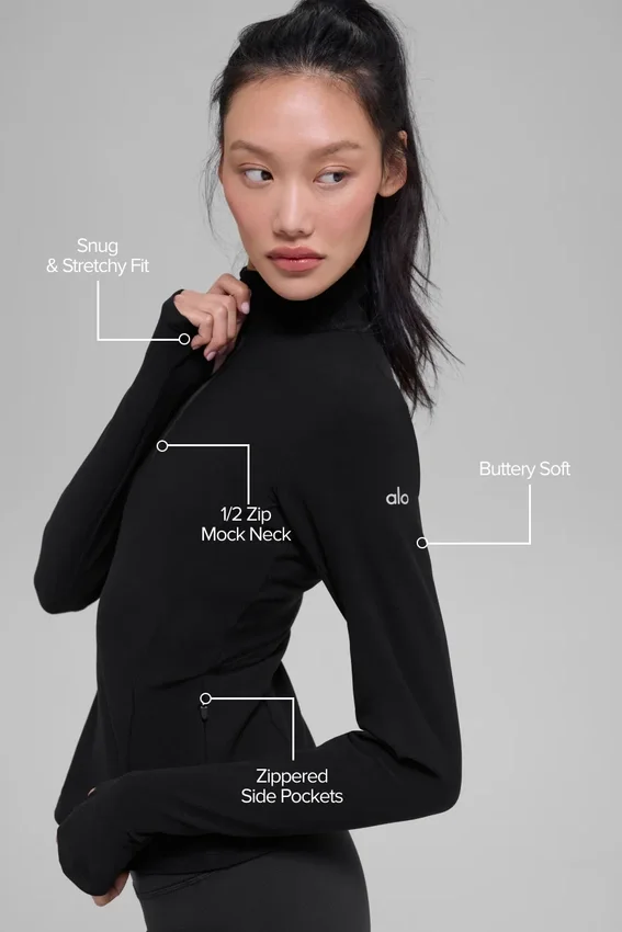 Pull-over Alosoft à demi-zip Rapid – Noir