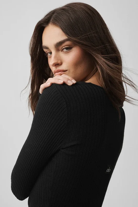 Pull-over à manches longues Sweater Knit Unwind - Noir