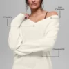 Pull oversize à col en V en laine et cachemire New Class - Ivoire