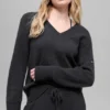 Pull oversize en laine et cachemire « New Class » à col en V – Noir
